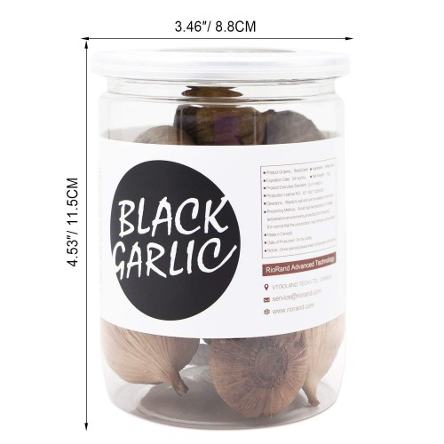 RioRand Black Garlic 170g Whole Black Garlic Aged for Full 90 Days Black Garlic Jar 0.37 Pounds