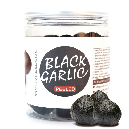  RioRand Black Garlic 454g Whole Peeled Black Garlic Aged for Full 90 Days Black Garlic Jar 1 Pound